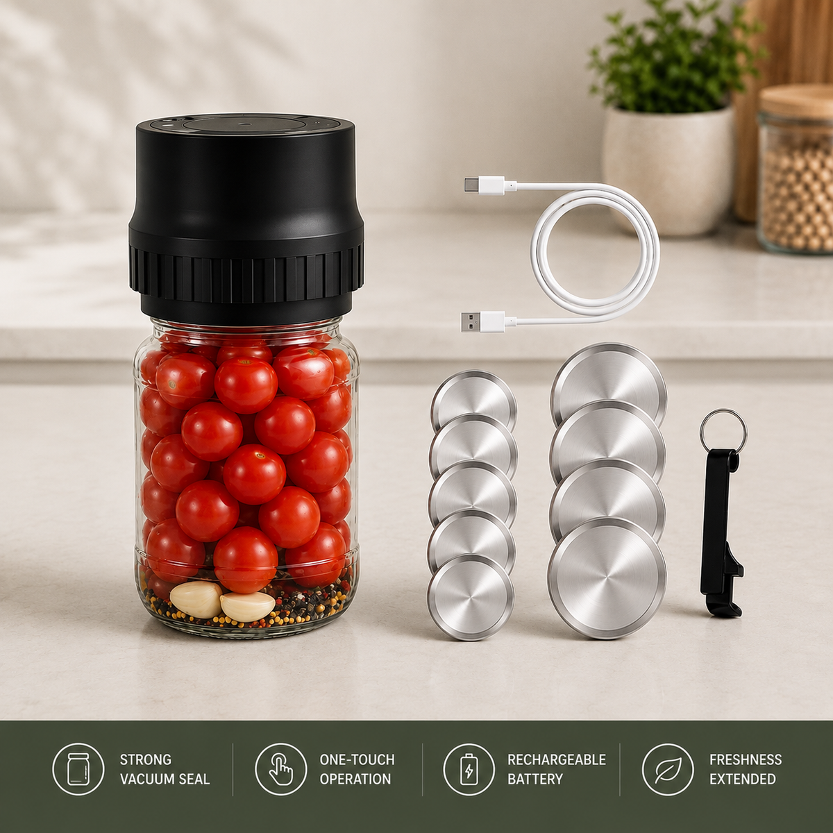 Joomy™ Portable Electric Mason Jar Vacuum Sealer
